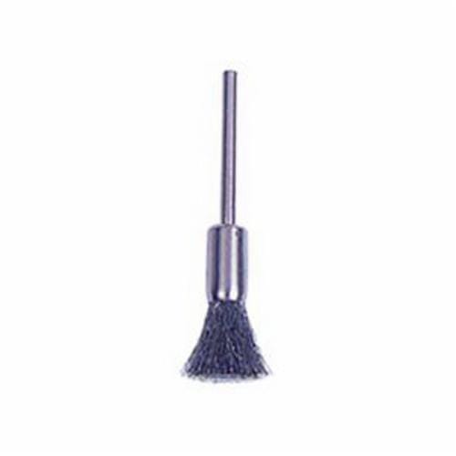 Weiler® 26108 Miniature End Brush, 1/4 in Dia Brush, Crimped, 0.005 in Dia Filament/Wire, Stainless Steel Fill, 7/16 in L Trim